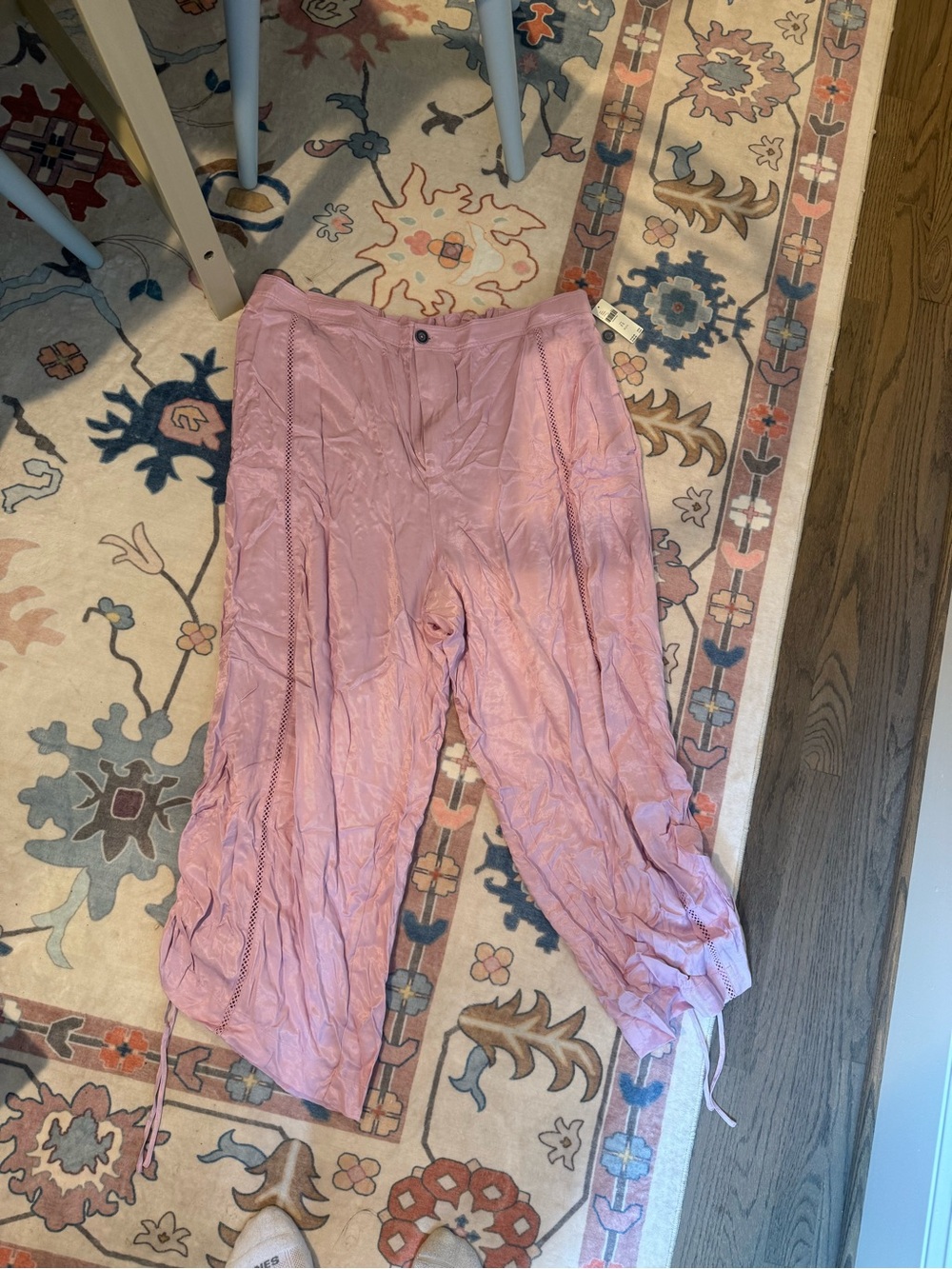 Anthropologie Dusty Pink Wide-Leg Drawstring Pants